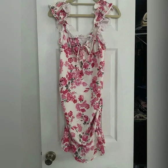 SHEIN Maternity Elegant Vacation Floral Print Tie-Bow Dress NWOT - Picture 3 of 5